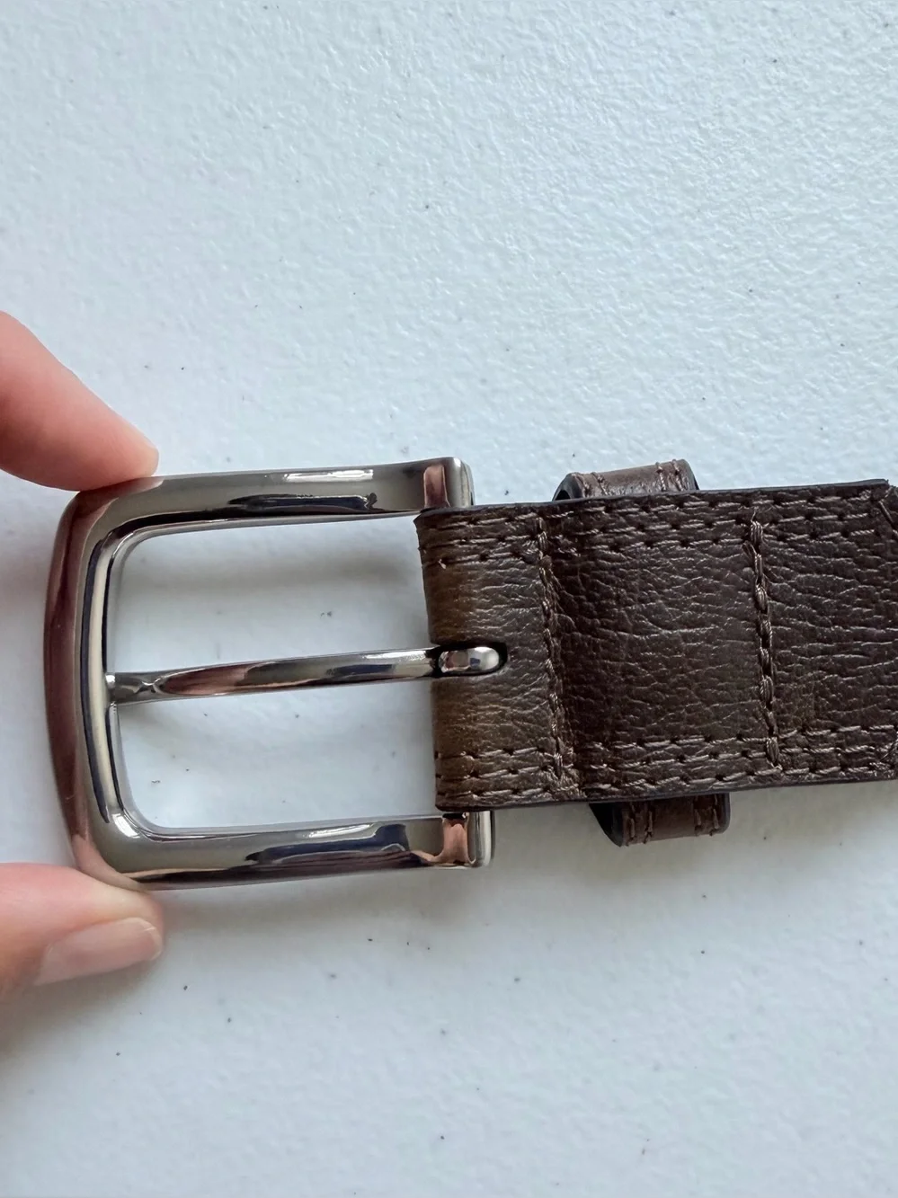 Wrangler Dark Brown American Bison Leather Belt • Silver Buckle  Size 38